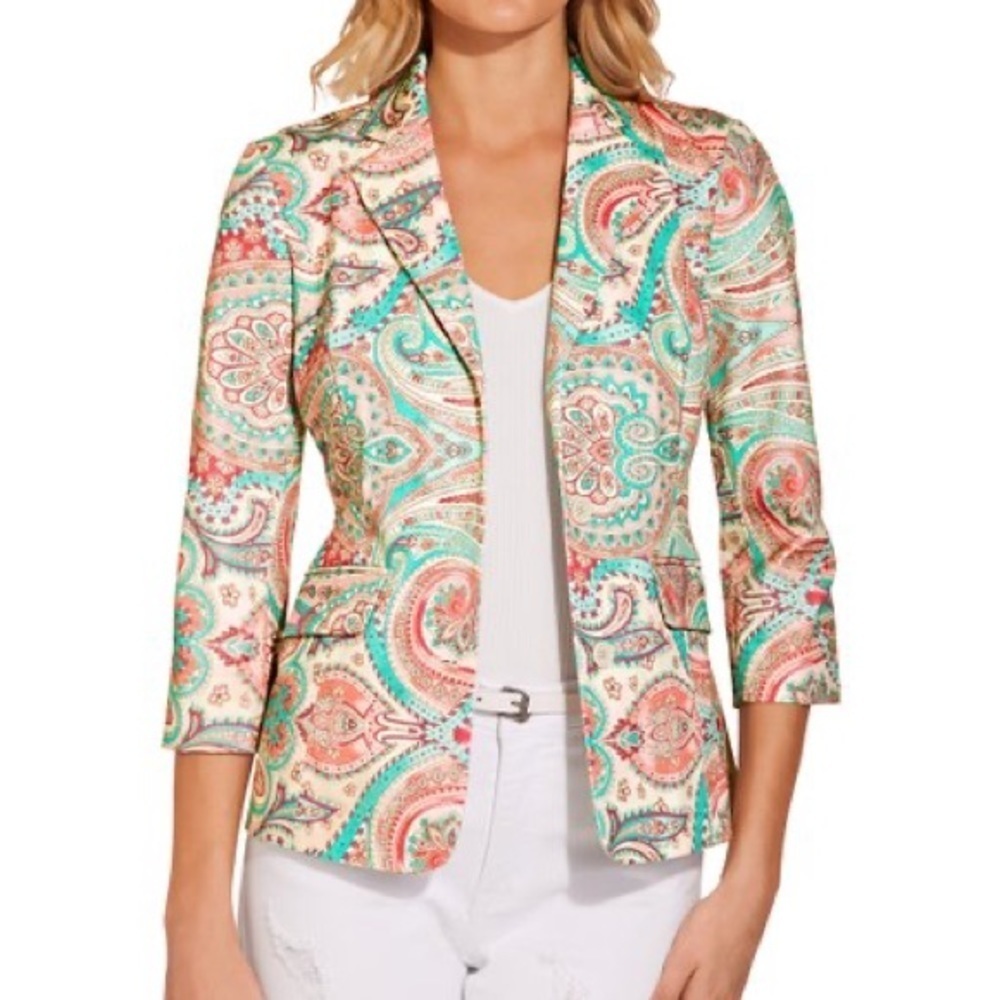 Boston Proper Multicolor Paisley Blazer